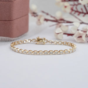 Oval Diamond Bezel Set Tennis Bracelet