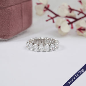 Oval Diamond Eternity Band, Platinum Wedding Band