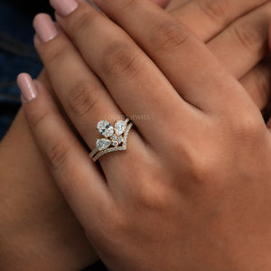 [A Women wearing Oval Cut Lab Diamond Engagement Ring]-[Ouros Jewels]