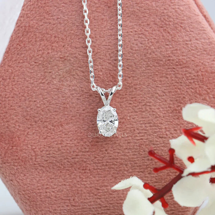 Oval Lab Grown Diamond Solitaire Necklace