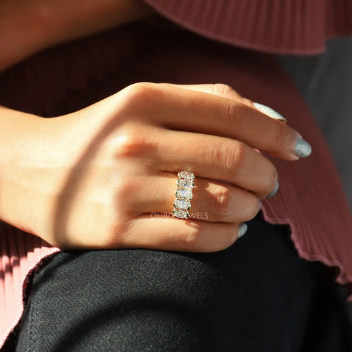 Yellow Gold Oval Half Bezel Set Diamond Ring