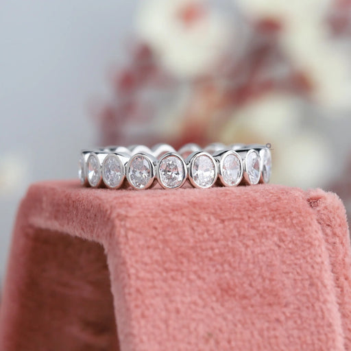 Bezel Set Oval Eternity Wedding Band