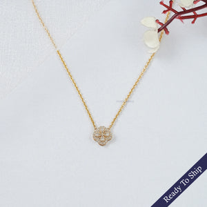 Pave Set Round Cut Diamond Floral Pendant