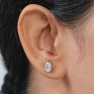 Pear Cut Solitaire Diamond Stud Earrings