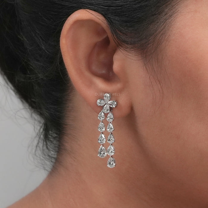 Pear Cut Lab Grown Diamond Drop Earring