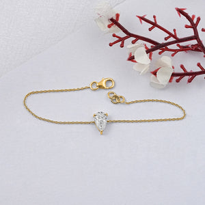 Pear-Shaped Solitaire Diamond Bracelet