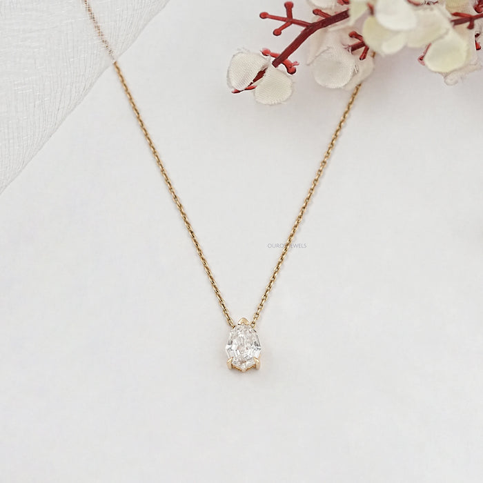 Classic Step Cut Pear Lab Diamond Pendant