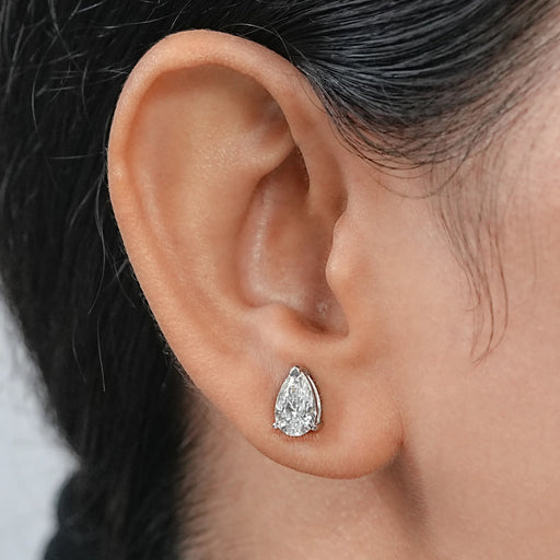 Pear Cut Solitaire Diamond Stud Earrings