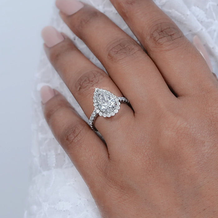 Pear Shape Diamond Halo Engagement Ring