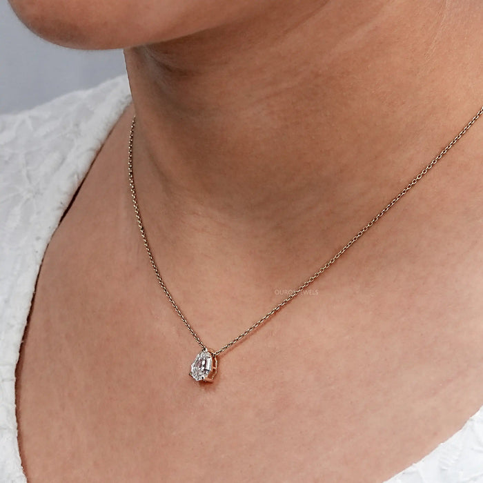 Classic Step Cut Pear Lab Diamond Pendant