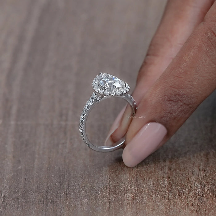 Pear Shape Diamond Halo Engagement Ring