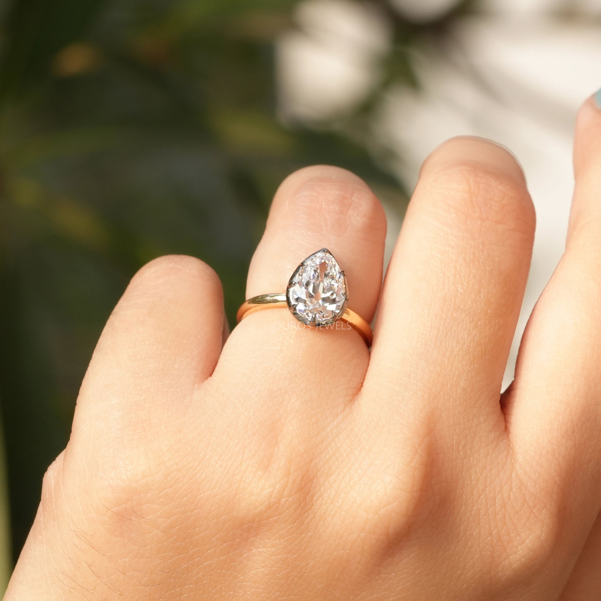 Pear Cut Solitaire Diamond Vintage Ring