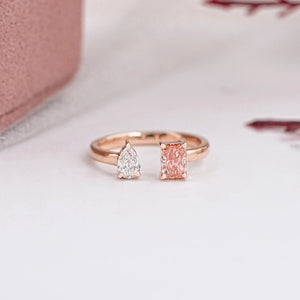 Pear and Radiant Lab Grown Diamond Toi Et Moi Ring