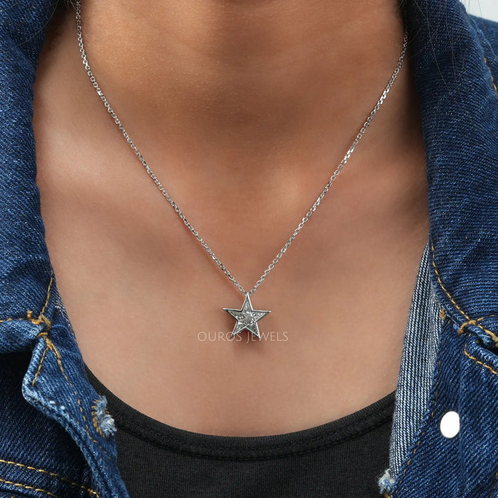 Star Shaped Pie Cut Diamond Necklace