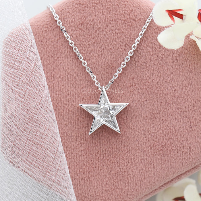 Star Shaped Pie Cut Diamond Necklace