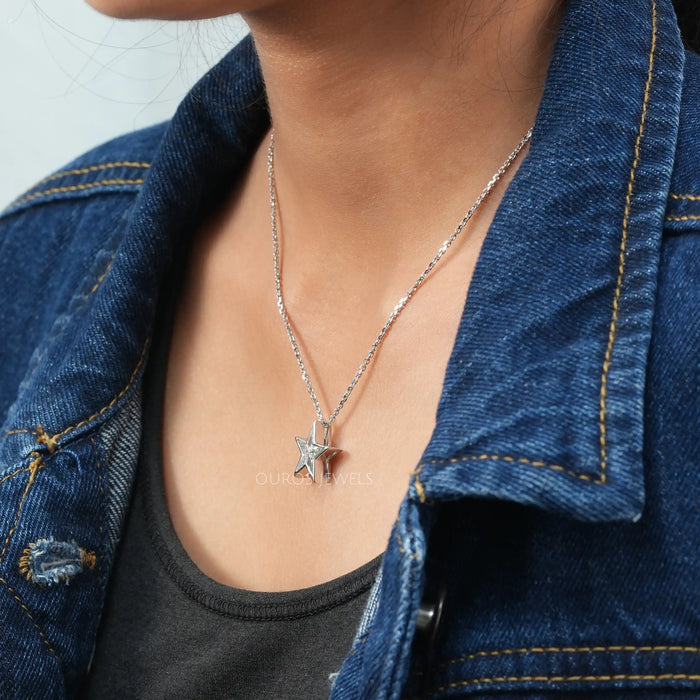 Star Shaped Pie Cut Diamond Necklace