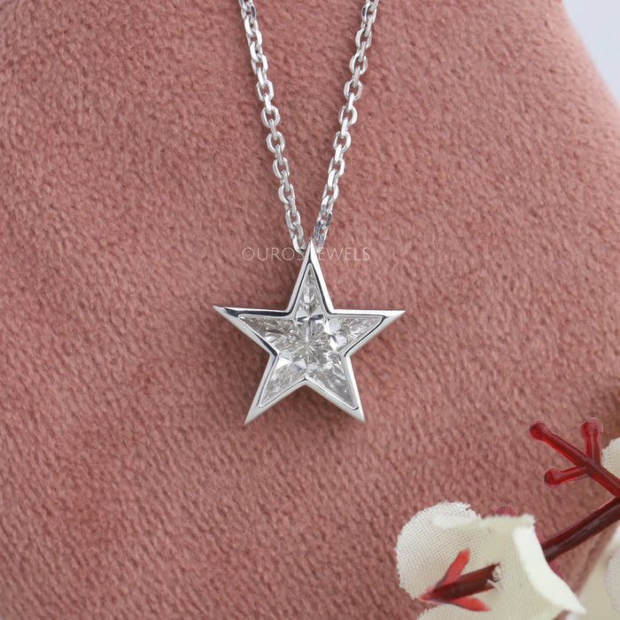 Star Shaped Pie Cut Diamond Necklace