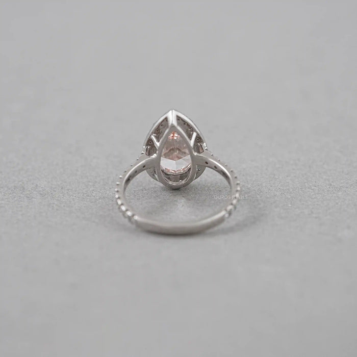 Pink Pear Diamond Halo Anniversary Ring