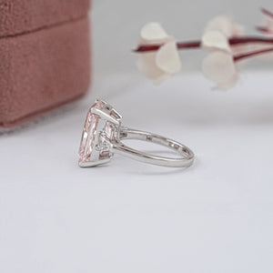 Pink Radiant Cut Lab Diamond Three Stone Ring