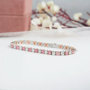 [Pink Round Diamond Bracelet for Women]-[Ouros Jewels]