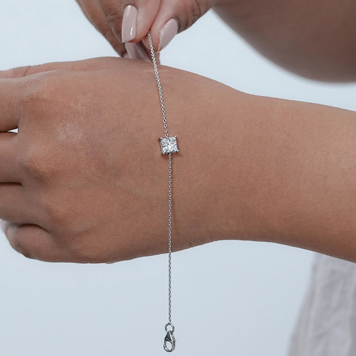 Princess Cut Lab Grown Diamond Chain Bracelet