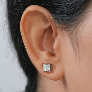 4 Prong Princess Cut Diamond Studs