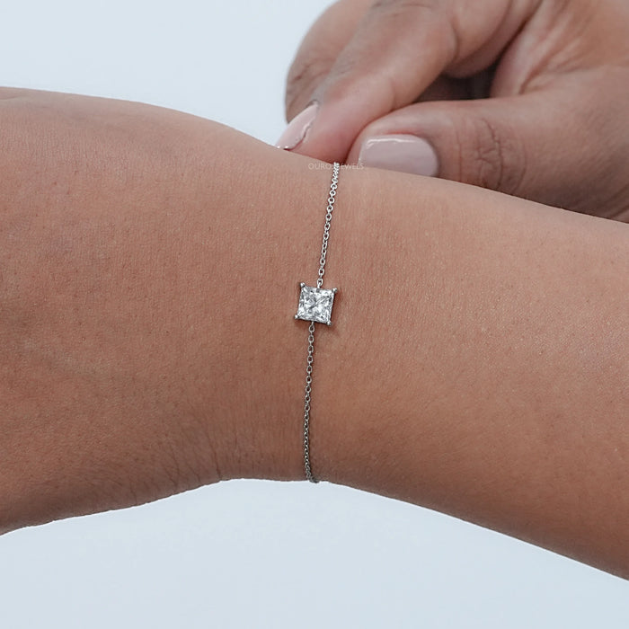 Princess Cut Lab Grown Diamond Chain Bracelet