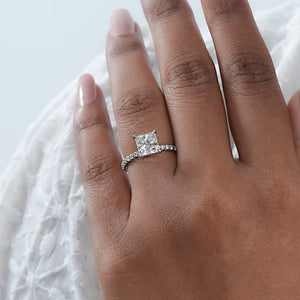 Princess Cut Solitaire Accent Diamond Engagement Ring