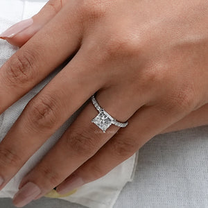 Princess Cut Solitaire Accent Diamond Engagement Ring