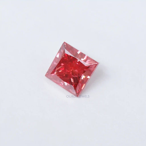 2.00 Carat Red Princess Cut Lab Grown Diamond