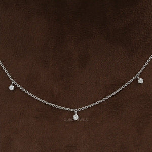 [Princess Cut Necklace on Brown Background]-[Ouros Jewels]