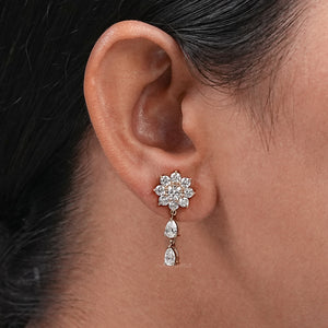 round diamond drop earrings