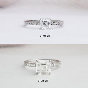 Asscher Cut Solitaire Accent Diamond Ring for Engagement