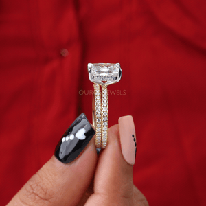 [Radant Diamond Matching Wedding Bnad With Hidden Halo Setting]-[Ouors Jewels]