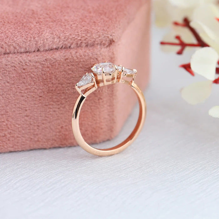 Hexagonal Diamond Trilogy Engagement Ring