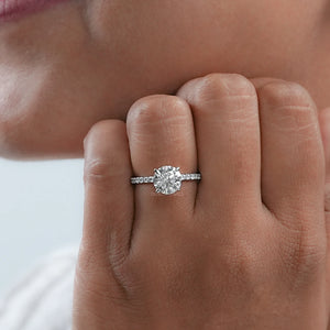 Round Lab Grown Solitaire Accent Engagement Ring