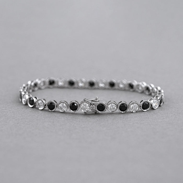 Alternative Bezel Set Round Cut Black Diamond Bracelet