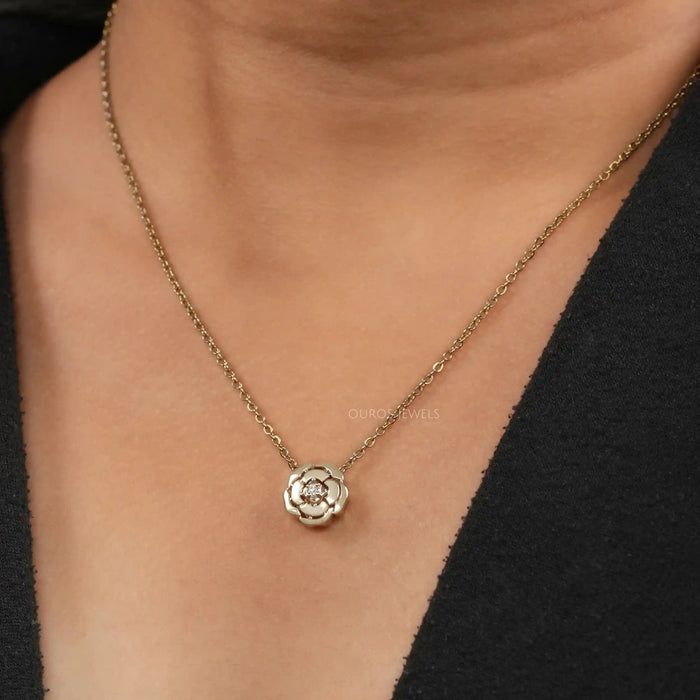 Chanel Camellia Flower Diamond Necklace