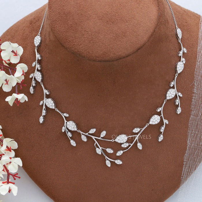 Round Diamond Floral Style Bridal Necklace Set