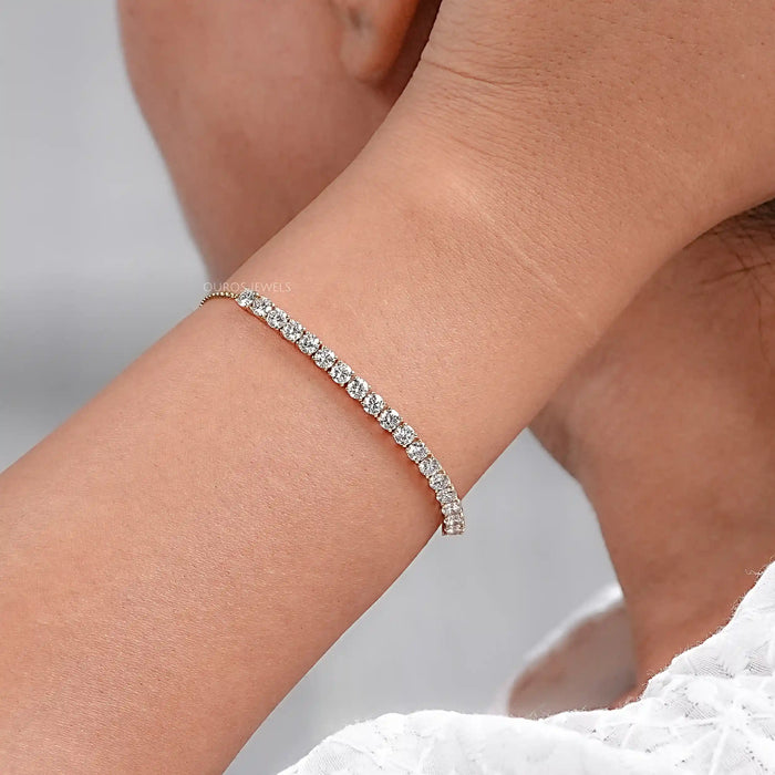 Round Cut Lab Diamond Half Tennis Bracelet