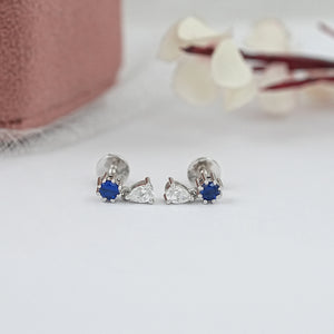 Sapphire Round Cut Lab Gemstone Dangle Earrings