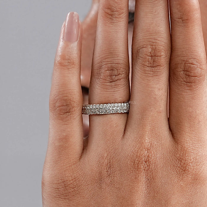 Pave Set Round Lab Diamond Wedding Ring