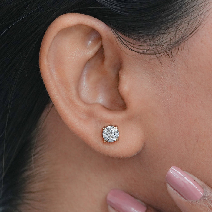 Round Cut Lab Grown Diamond Stud Earrings