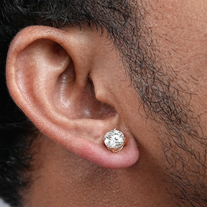 Round Solitare Diamond Men's Earring