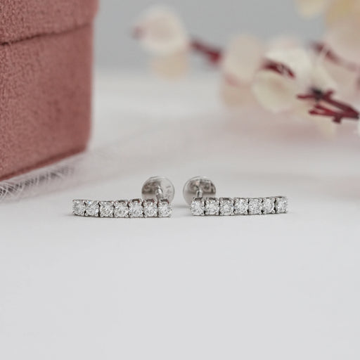 Round Lab Diamond Linear Drop Earring