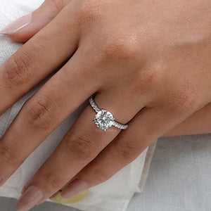 Round Lab Grown Solitaire Accent Engagement Ring