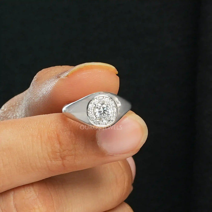 Round Halo Lab Diamond Ring For Men