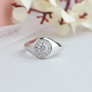 Round Halo Lab Diamond Ring For Men