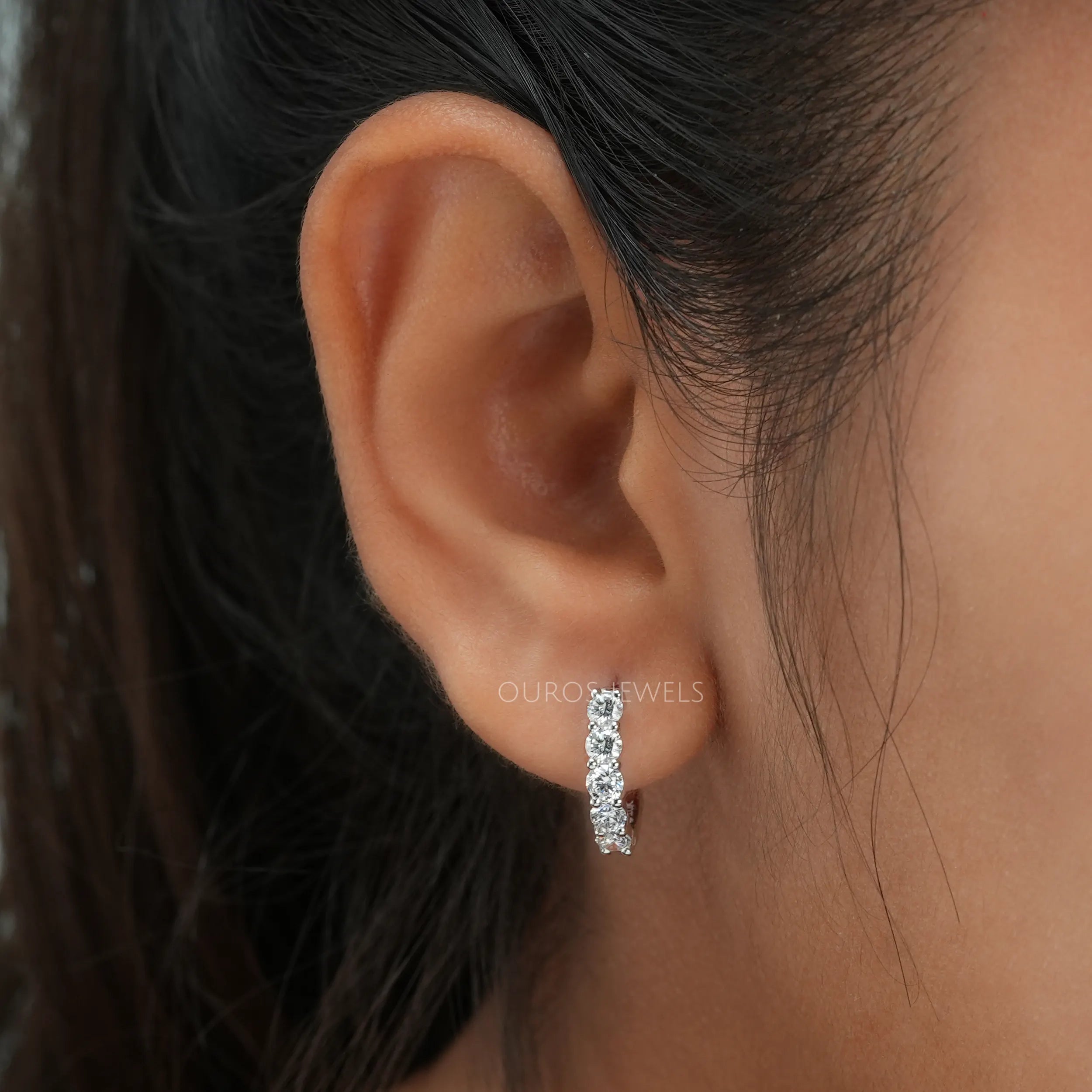 Classic Round Cut Diamond Hoop Earrings