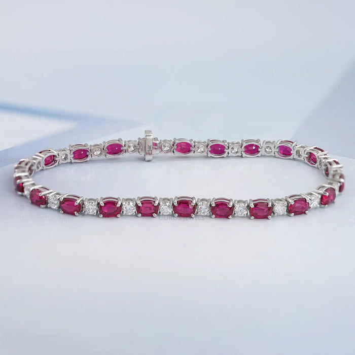 Red Ruby Oval Gemstone Bracelet